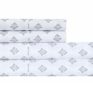 South Point Home Brushed Microfiber 4pc Soft Sheet Set in Gray Medallion, FULL